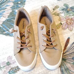 Sperry Tan Canvas Slip On Sneakers
